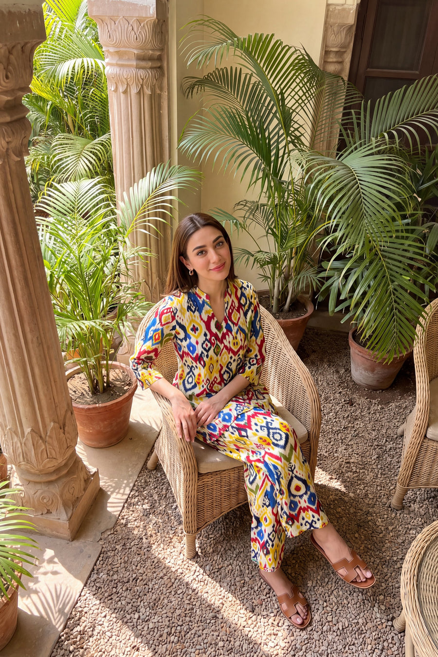 Festive Ikat Angrakha Cotton Co-ord Set — image 4