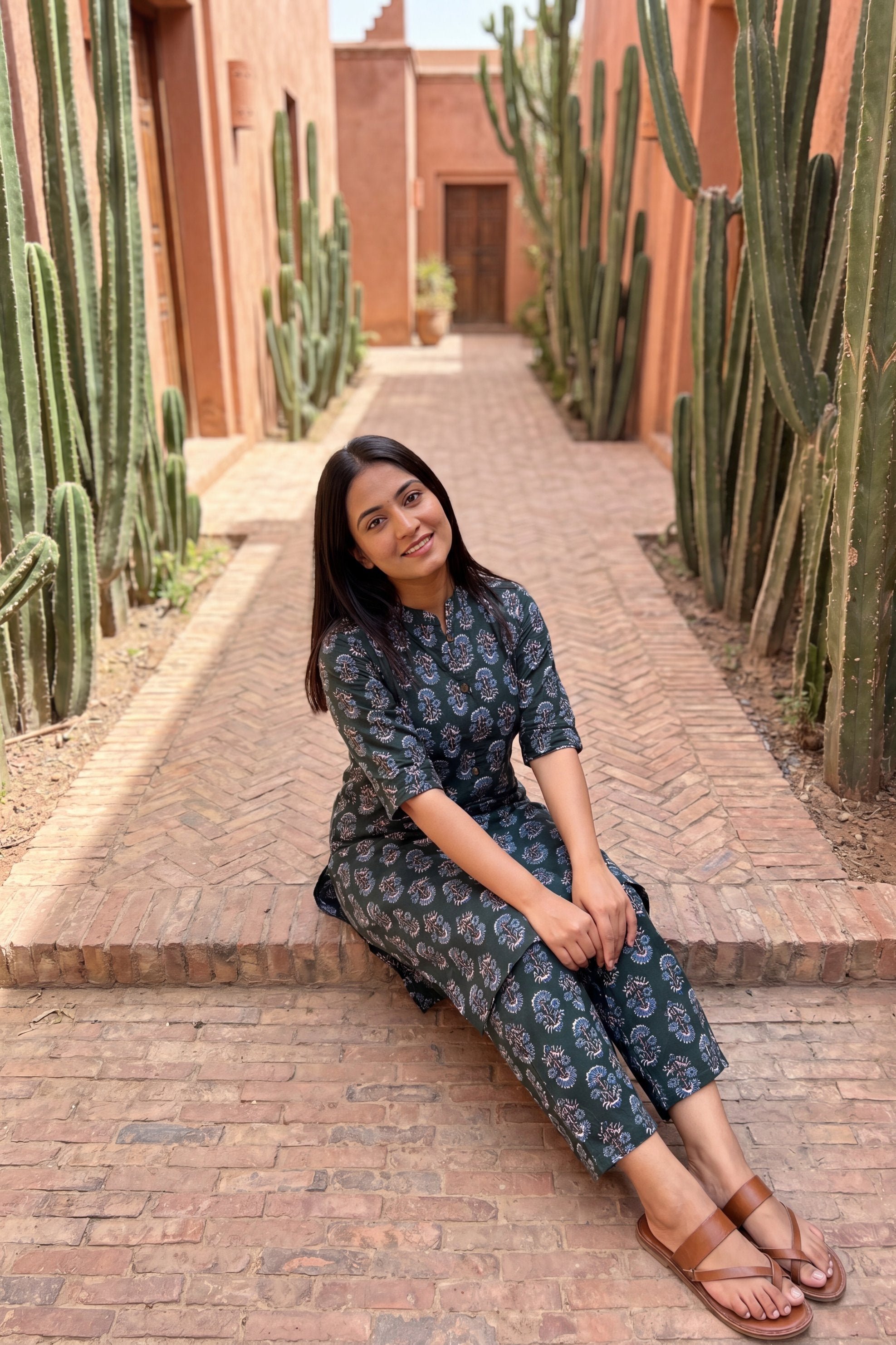 Sonata Sage Mandarin Cotton Co-ord Set
