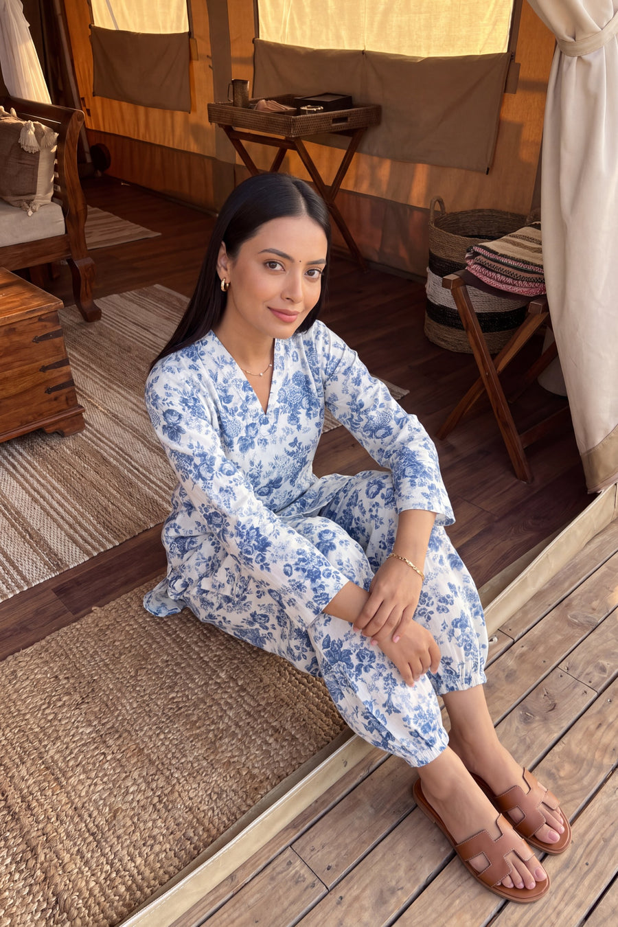 Porcelain Blue Cotton Farshi Salwar Set — image 9