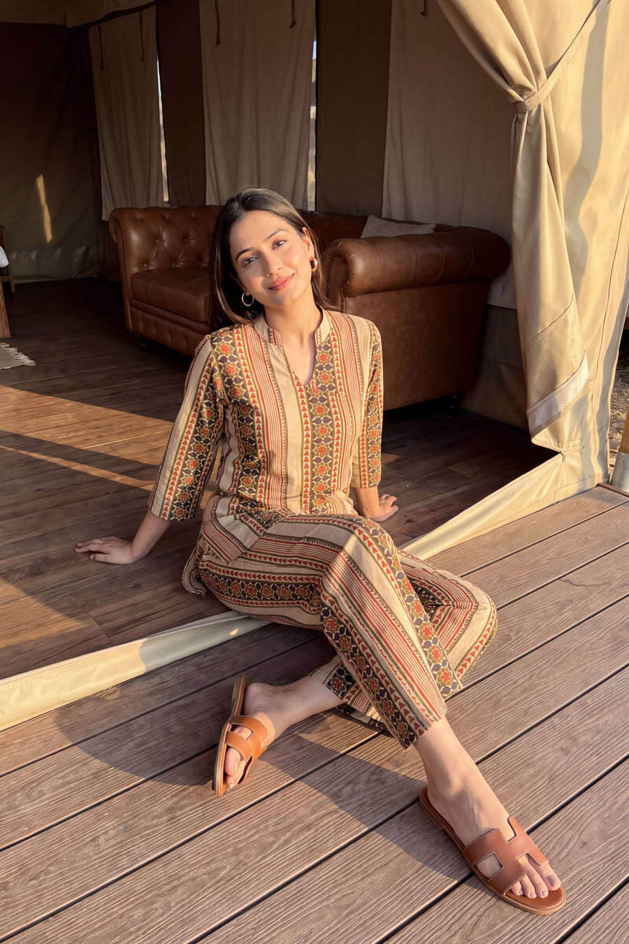Dune Stripe Angrakha Cotton Co-ord Set — image 10