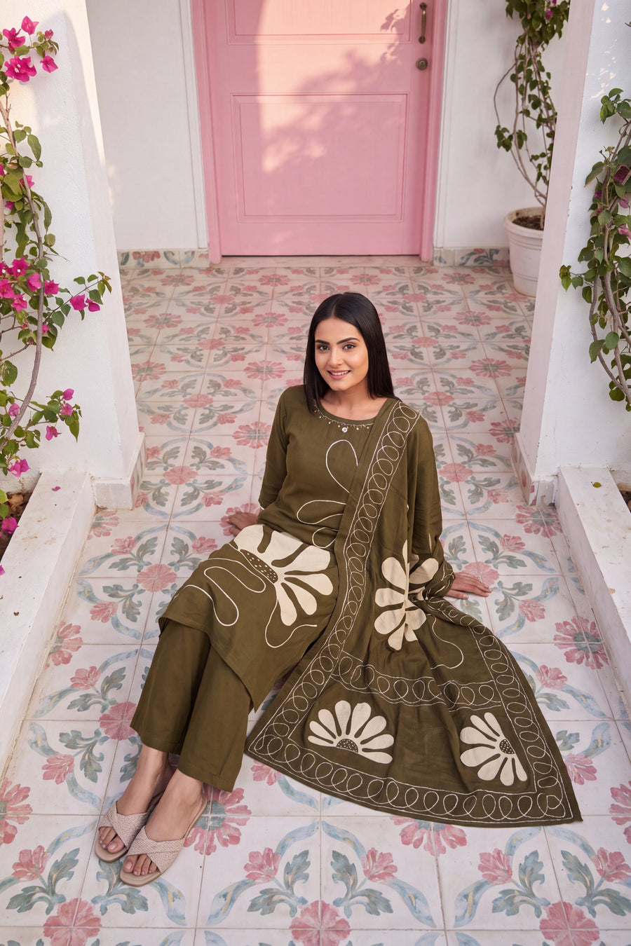 Olive Grove Cotton Dupatta Set — image 6