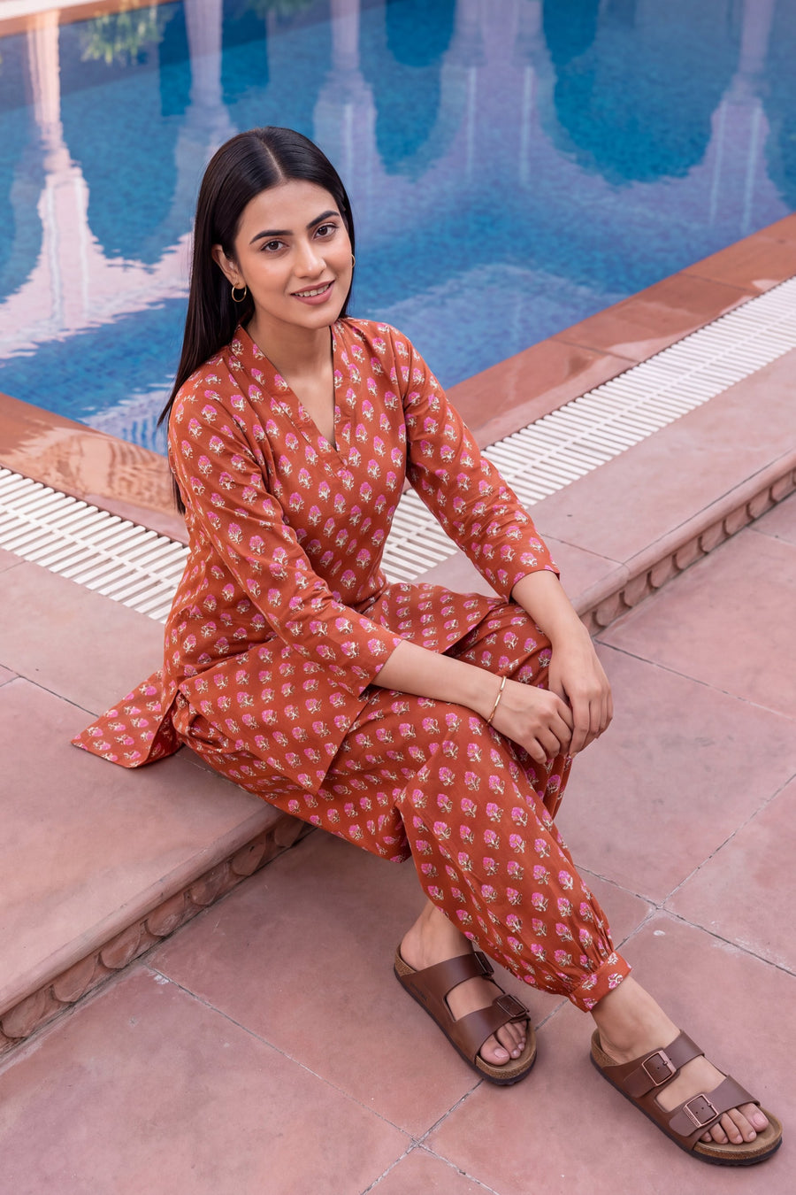 Garnet Ripple Cotton Farshi Salwar Set — image 11