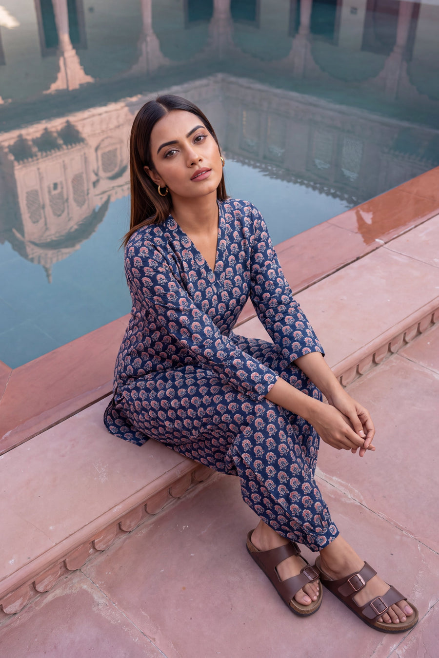 Indigo Ripple Cotton Farshi Salwar Set — image 9