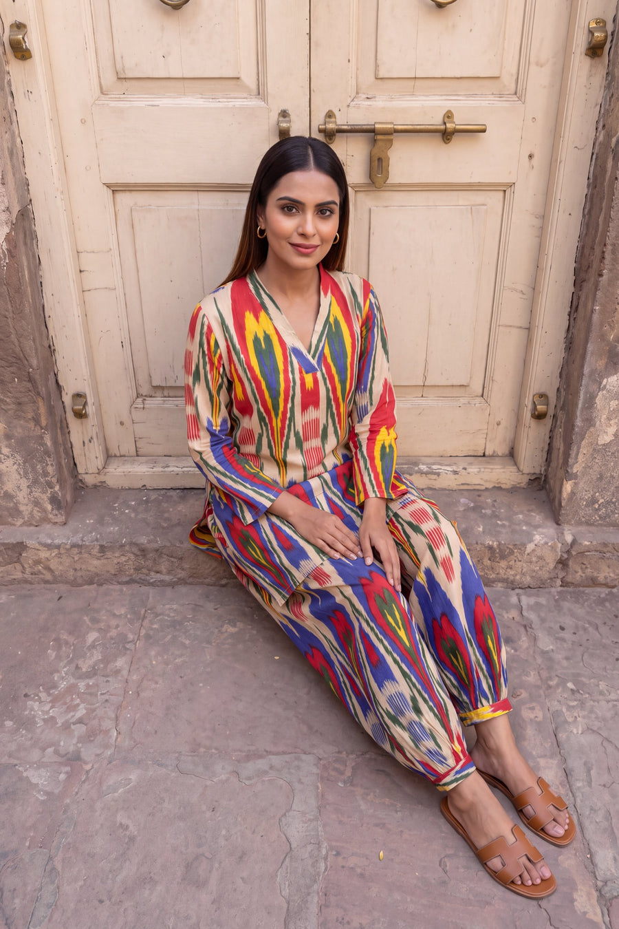 Fiesta Ikat Cotton Farshi Salwar Set — image 8