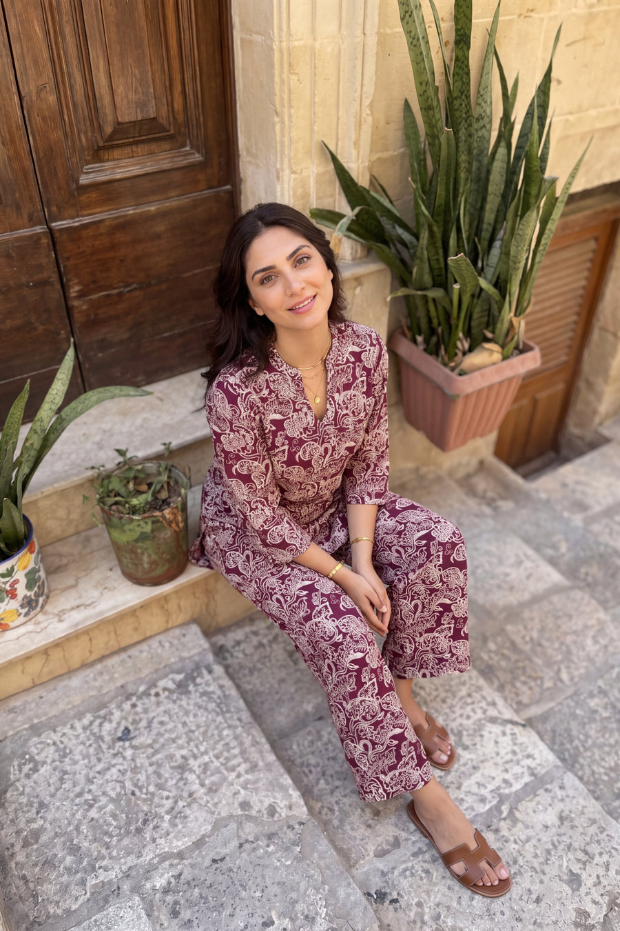 Mulberry Swirl Angrakha Cotton Co-ord Set — image 8