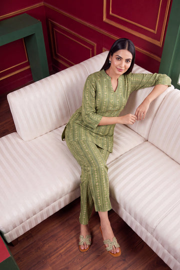 Fern Whisper Angrakha Cotton Co-ord Set