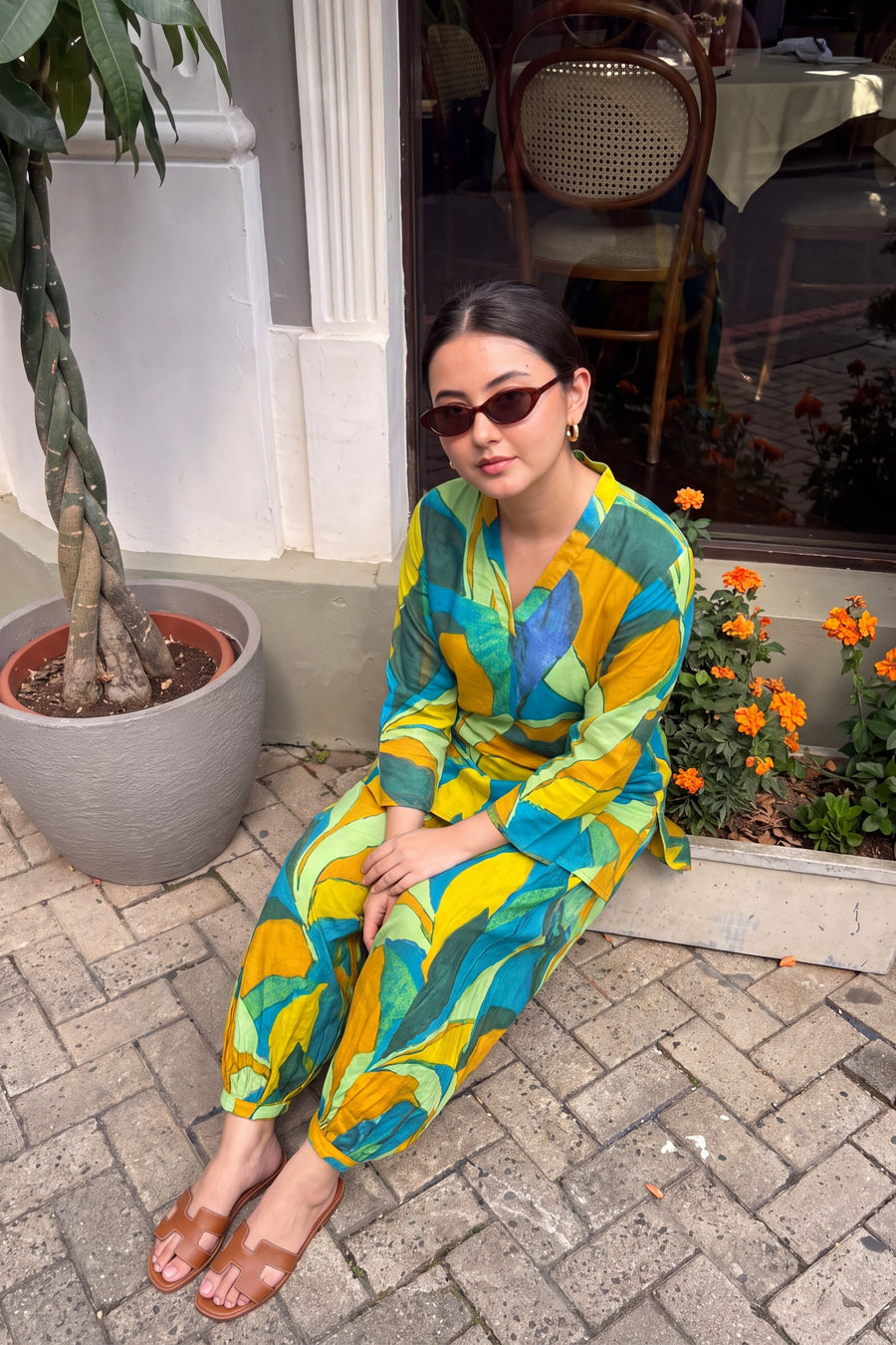 Teal Palm Cotton Farshi Salwar Set — image 6