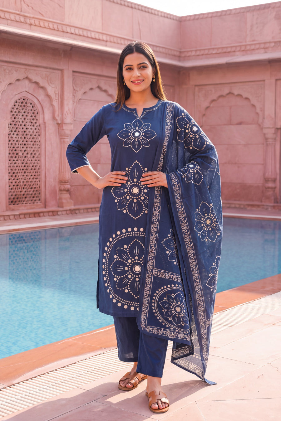 Sapphire Bloom Cotton Dupatta Set — image 6