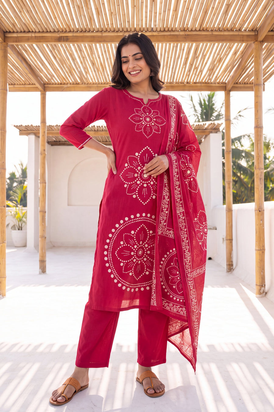 Blush Garden Cotton Dupatta Set — image 6