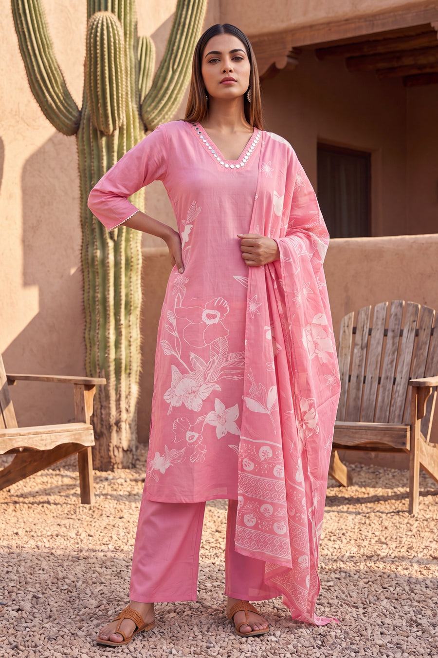 Autumn Petal Cotton Dupatta Set — image 7