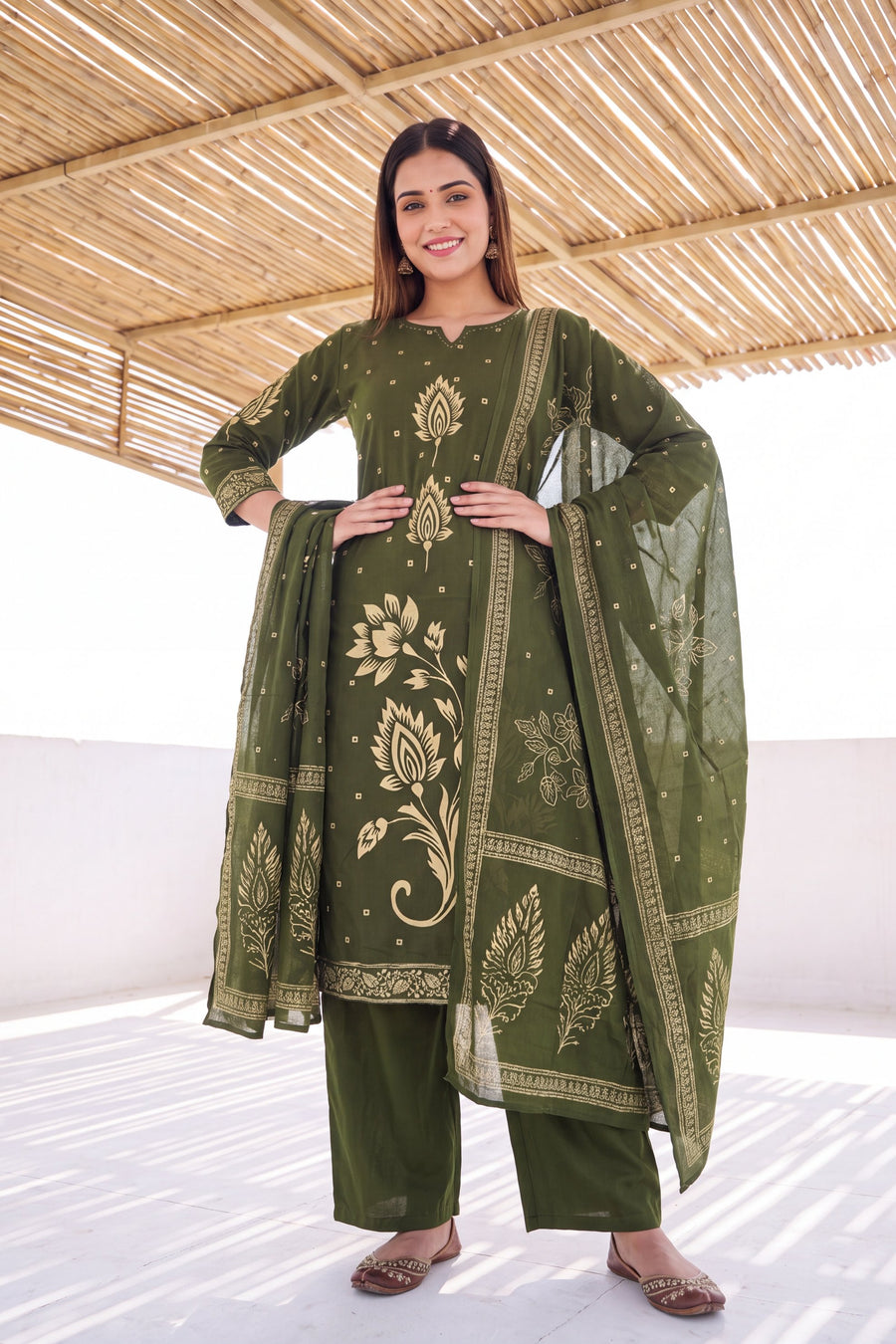 Sage Orchard Cotton Dupatta Set — image 5