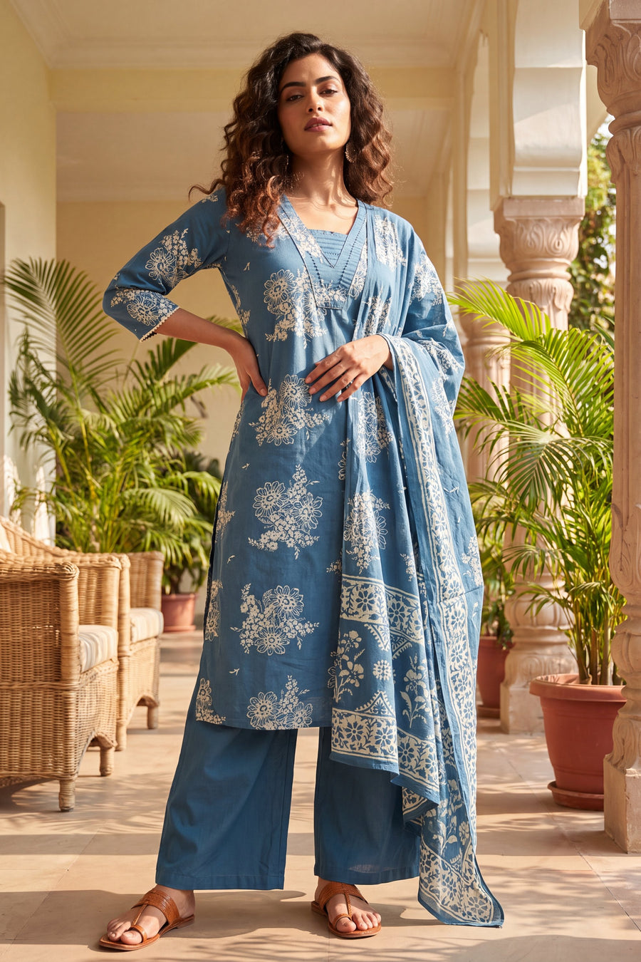 Bazaar Cobalt Cotton Dupatta Set — image 8