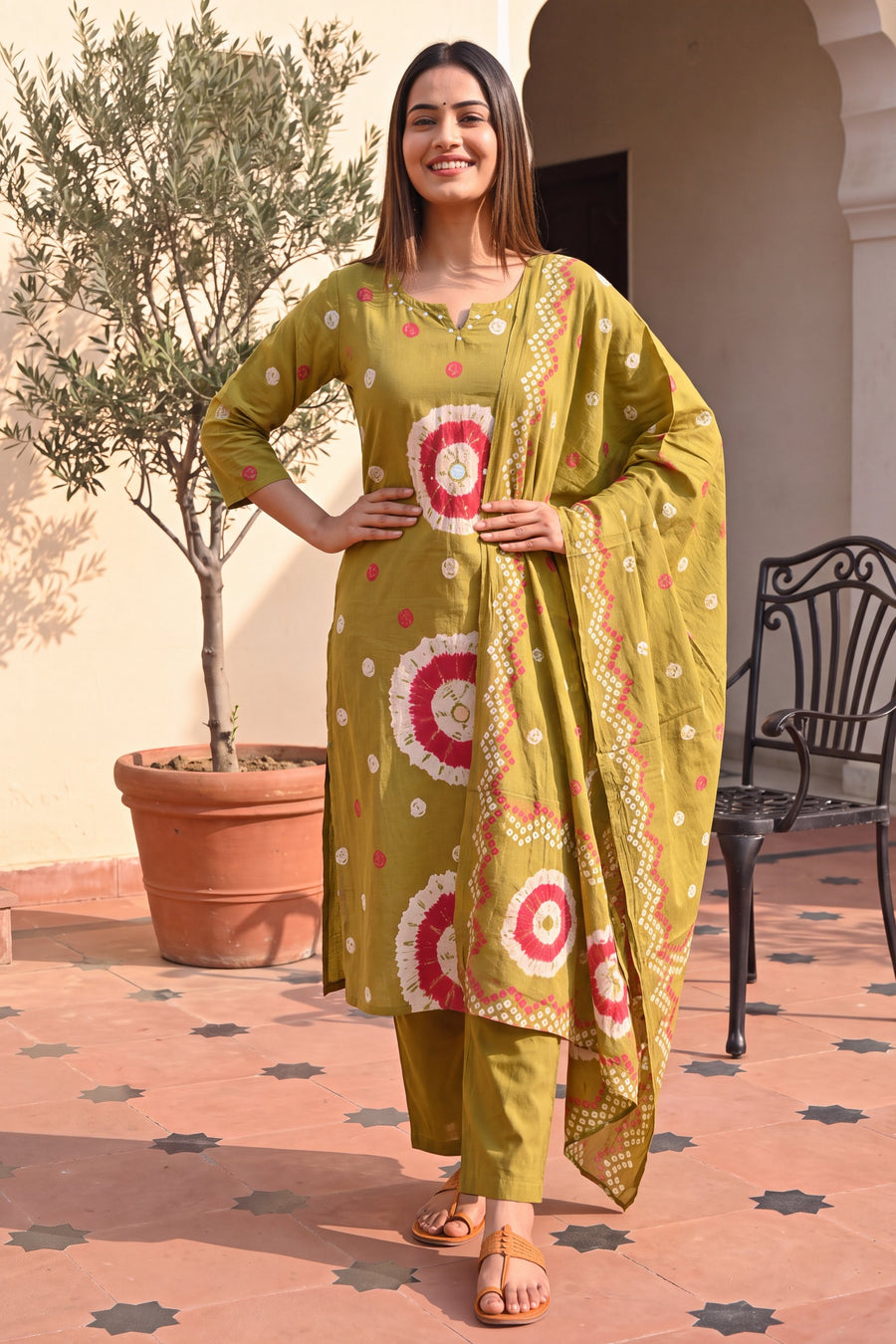 Jade Meadow Cotton Dupatta Set — image 6