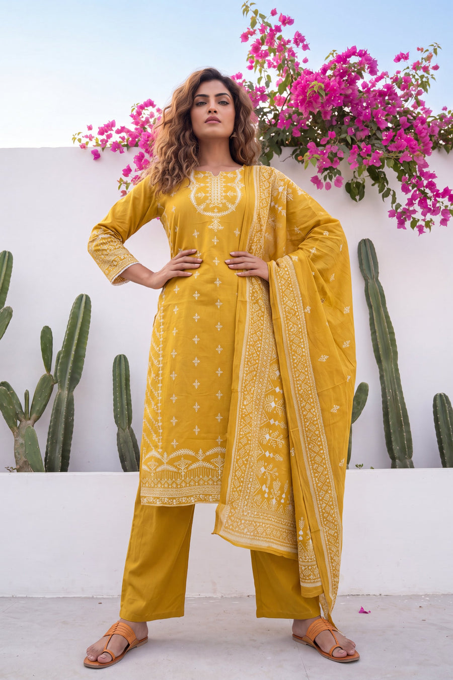 Toscana Goldenrod Cotton Dupatta Set — image 6