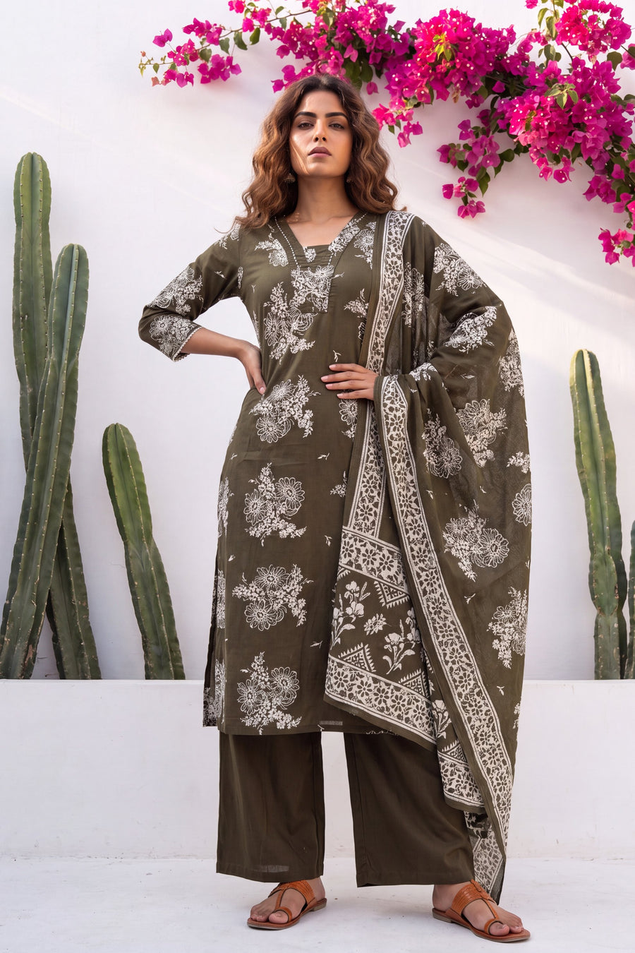Crescendo Pine Cotton Dupatta Set — image 7