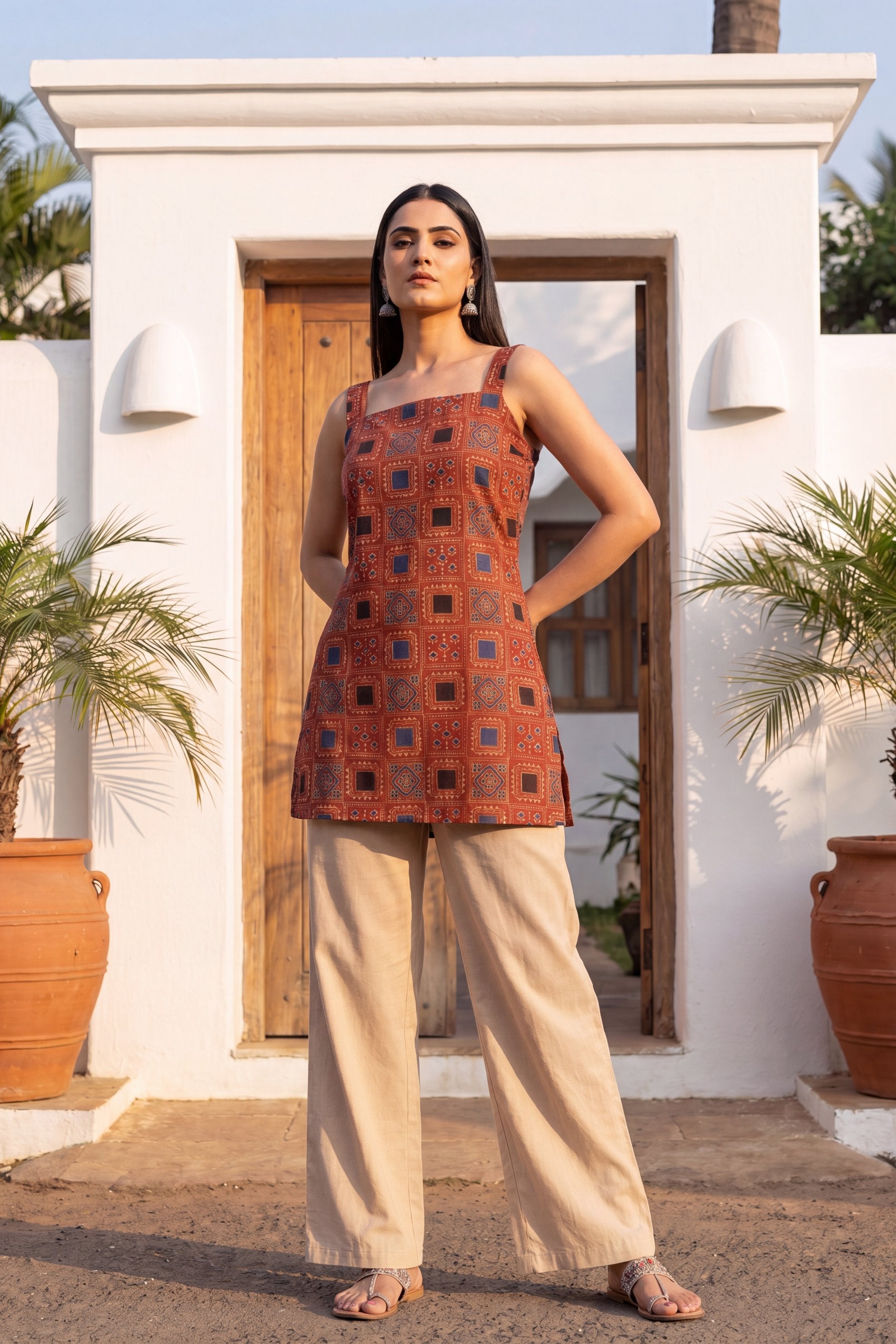 Wine Reverie Square Neck Cotton Top