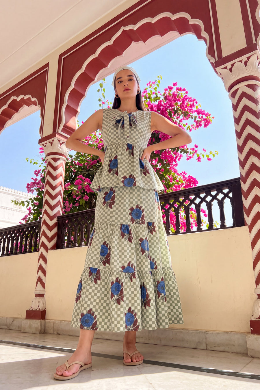 Sage Tiered Cotton Skirt Set — image 6