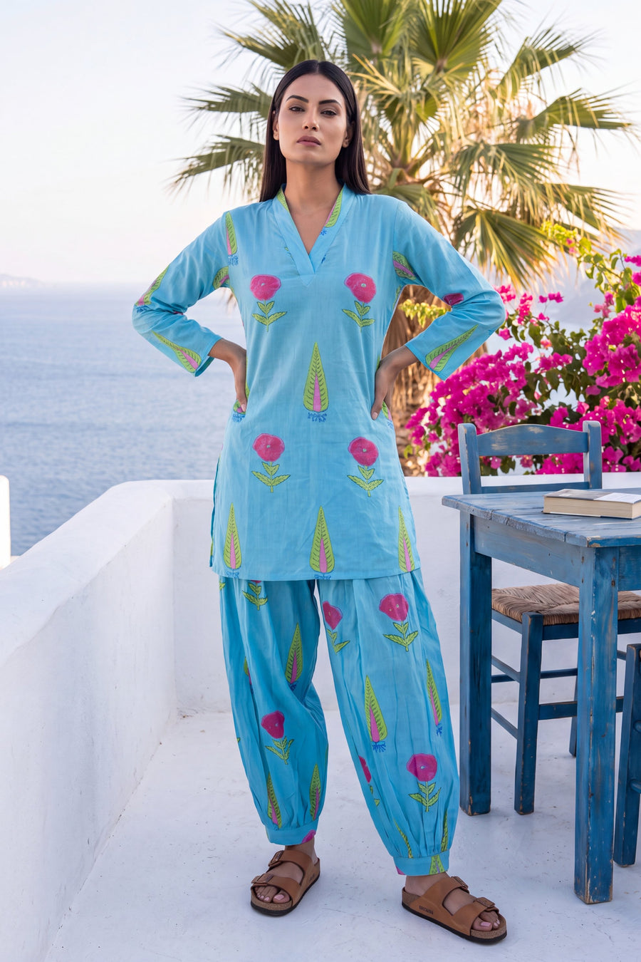 Azure Drift Cotton Farshi Salwar Set — image 6