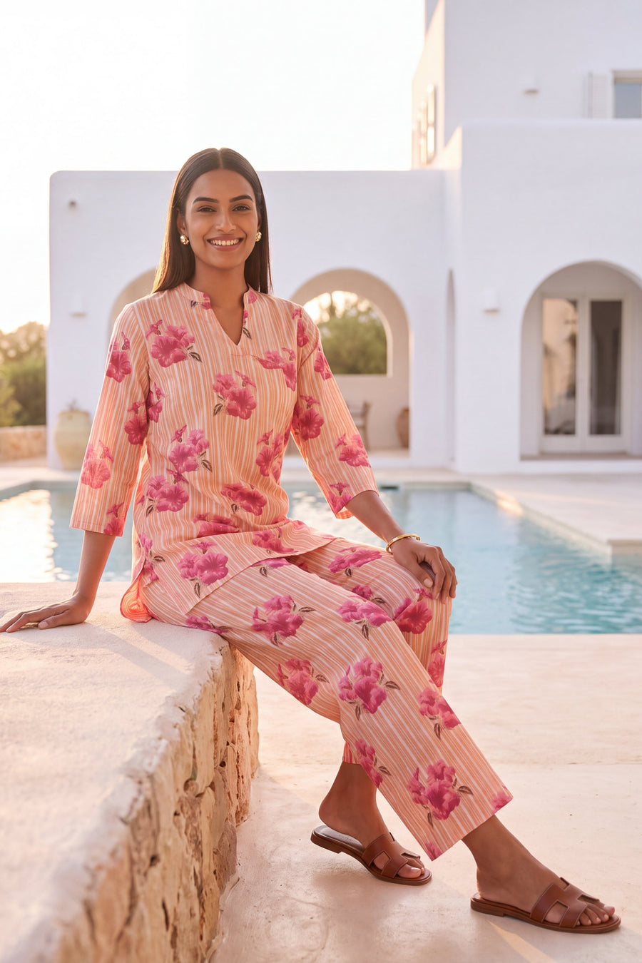 Almond Veil Cotton Angrakha Co-ord Set — image 9