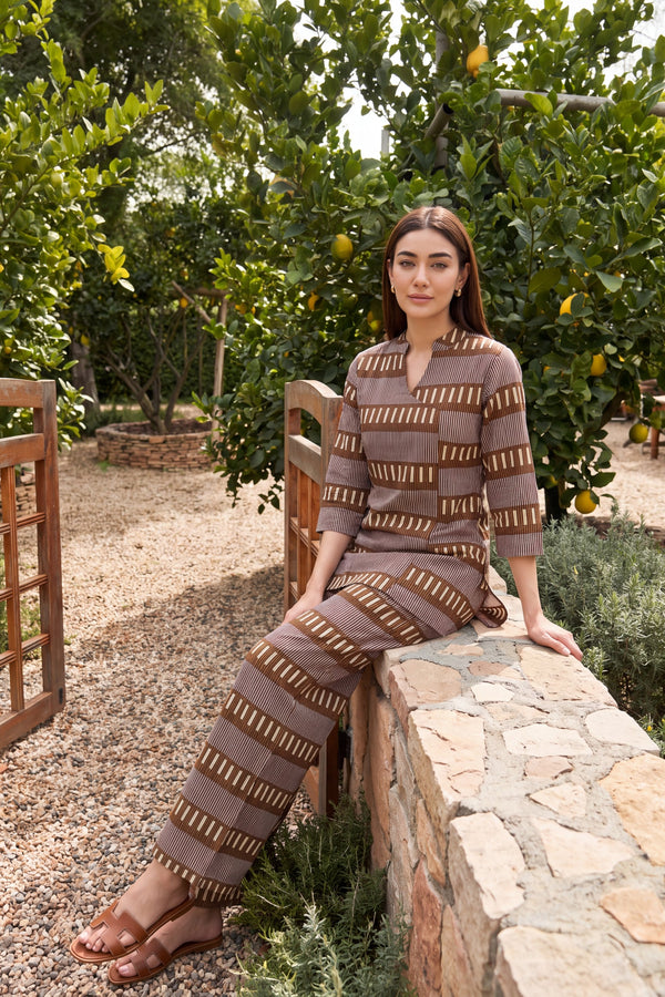 Olive Trellis Angrakha Cotton Co-ord Set