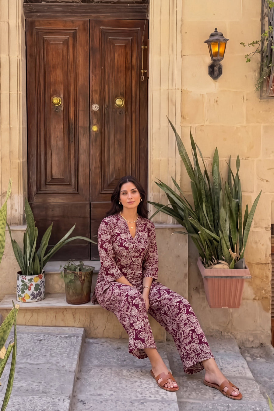 Mulberry Swirl Angrakha Cotton Co-ord Set — image 9