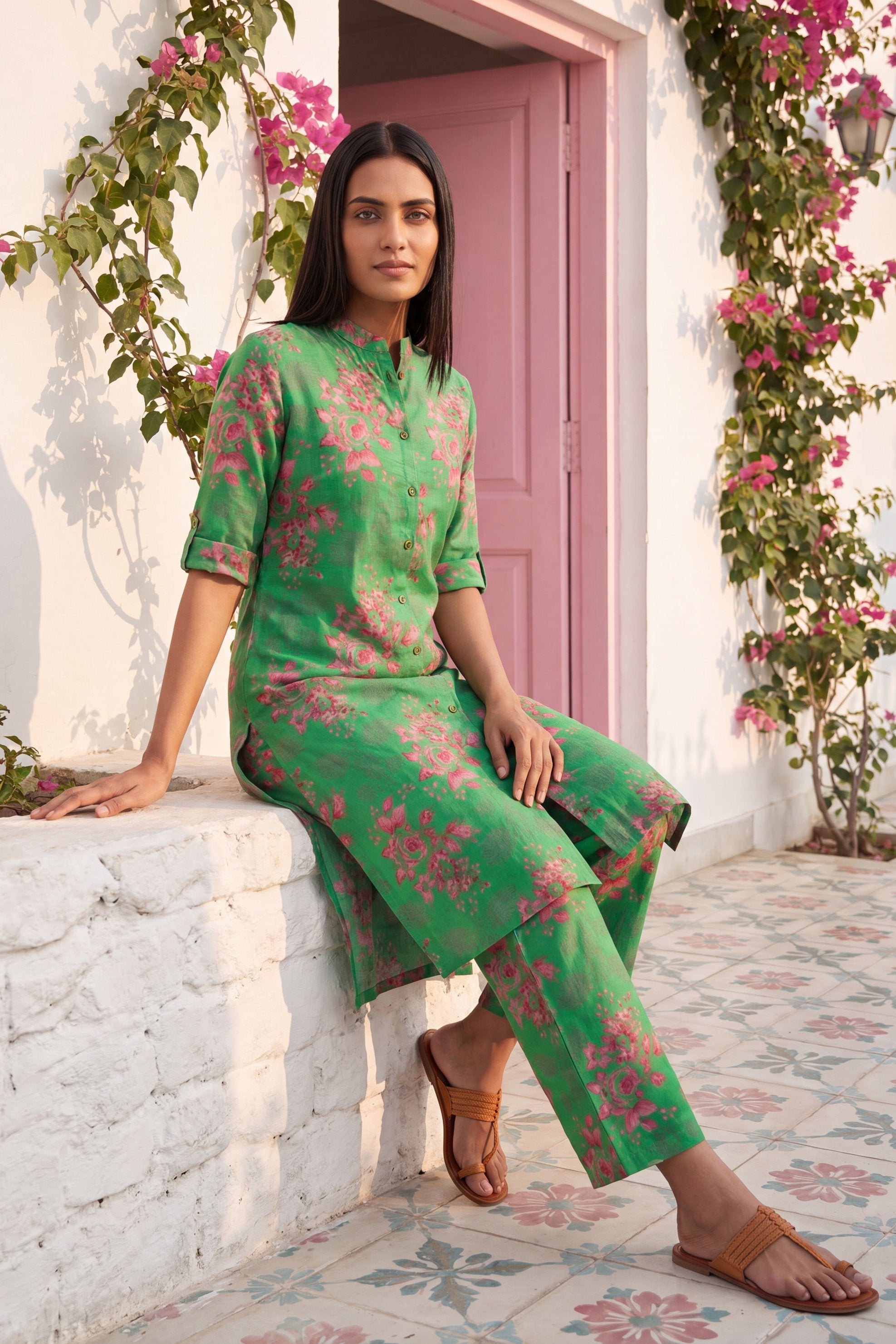Boulevard Emerald Mandarin Cotton Co-ord Set