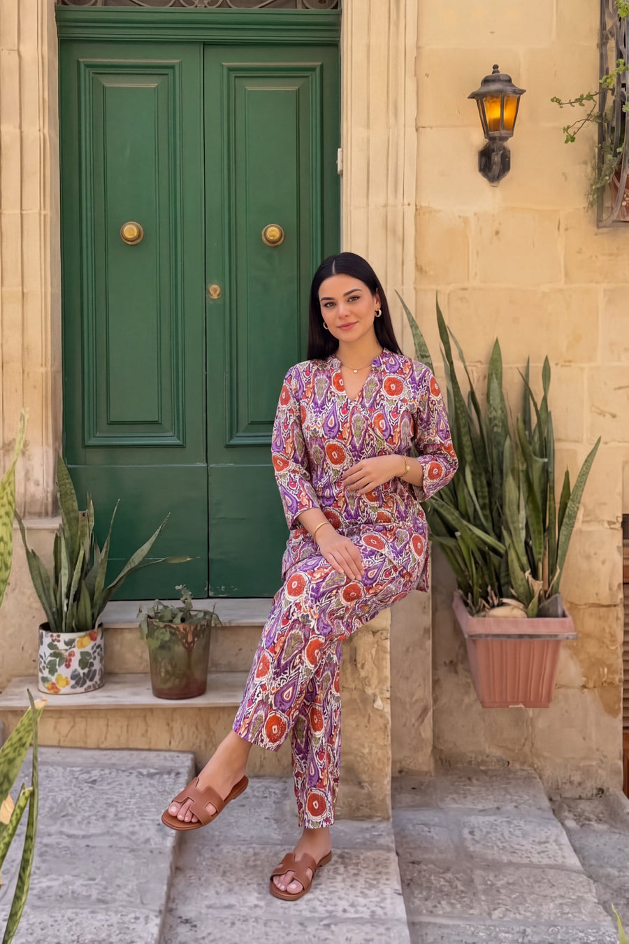 Amethyst Bloom Angrakha Cotton Co-ord Set — image 9