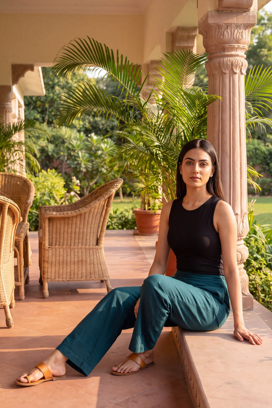 Teal Green Cotton Women's Pant — image 4