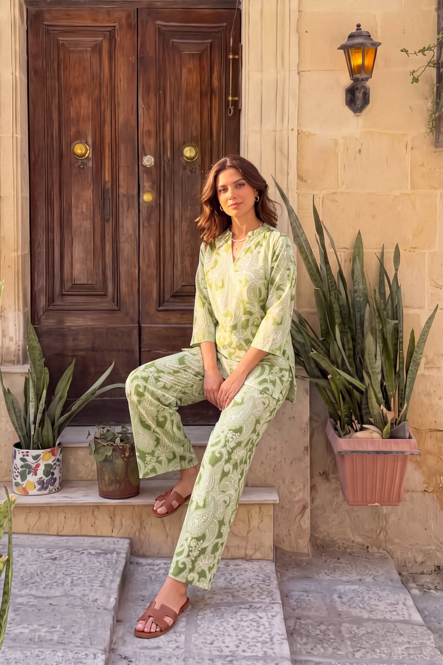 Sage Trellis Angrakha Cotton Co-ord Set — image 10