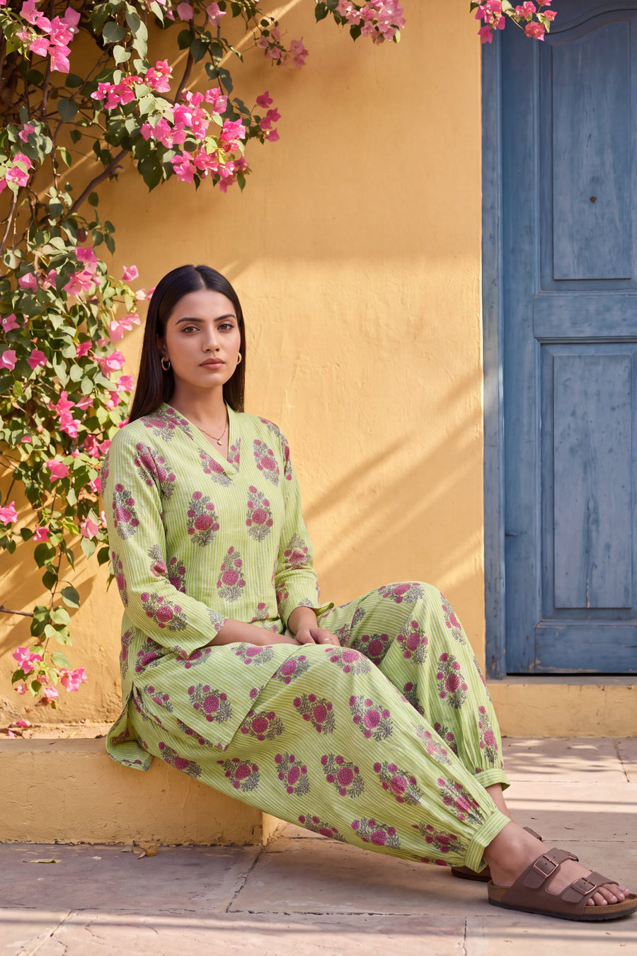 Emerald Ripple Cotton Farshi Salwar Set — image 7