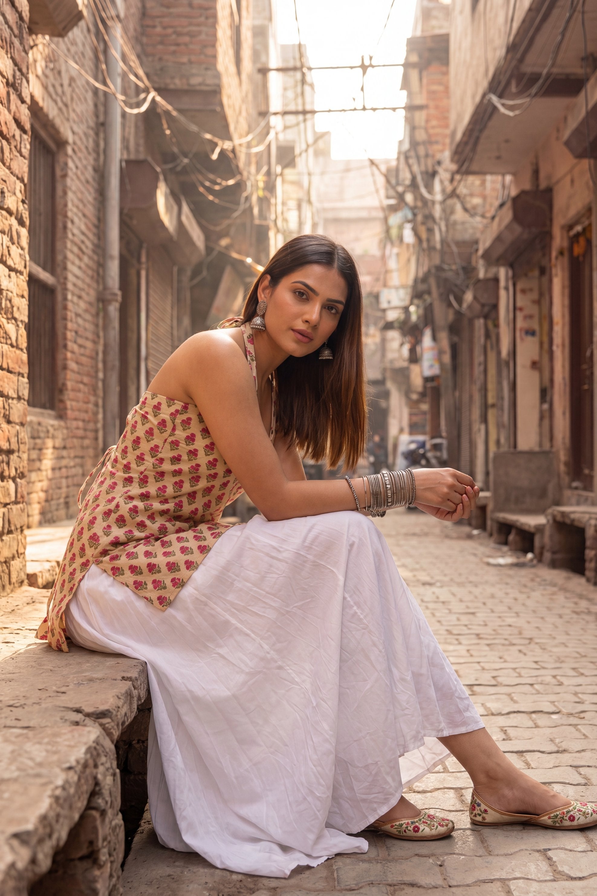 Atelier Sand Beige Halter Cotton Top