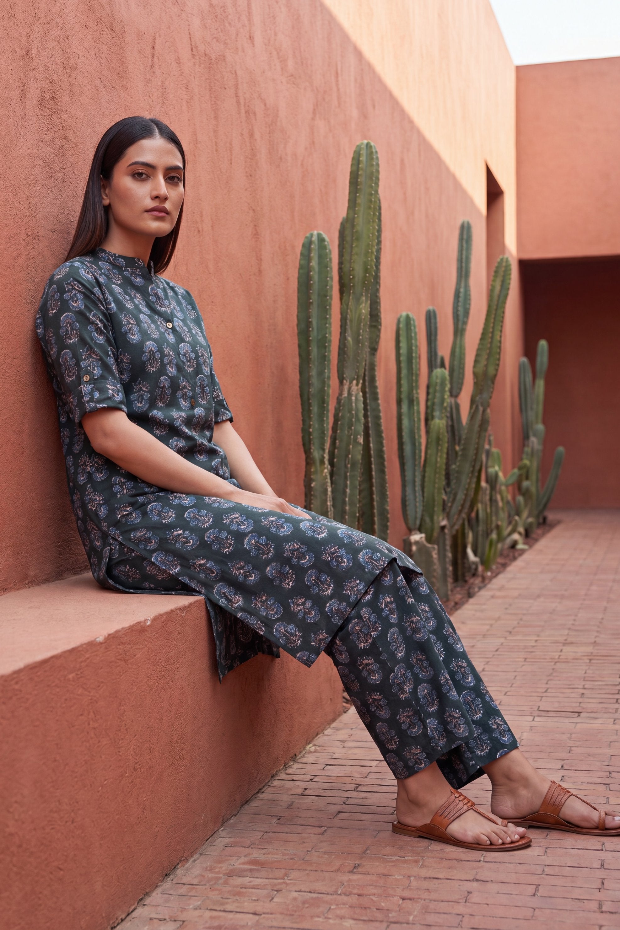 Sonata Sage Mandarin Cotton Co-ord Set