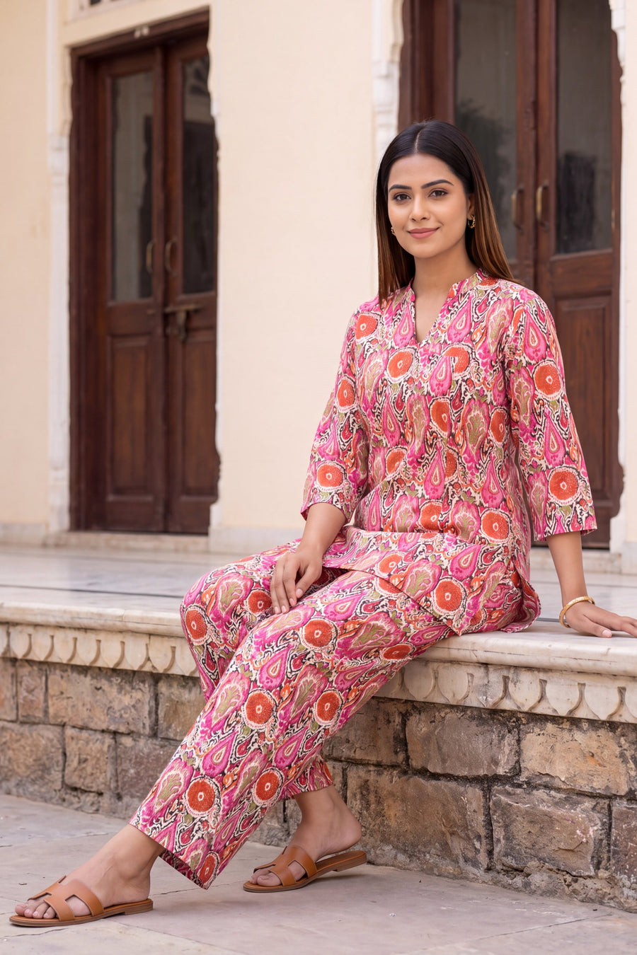 Peony Drift Angrakha Cotton Co-ord Set — image 10