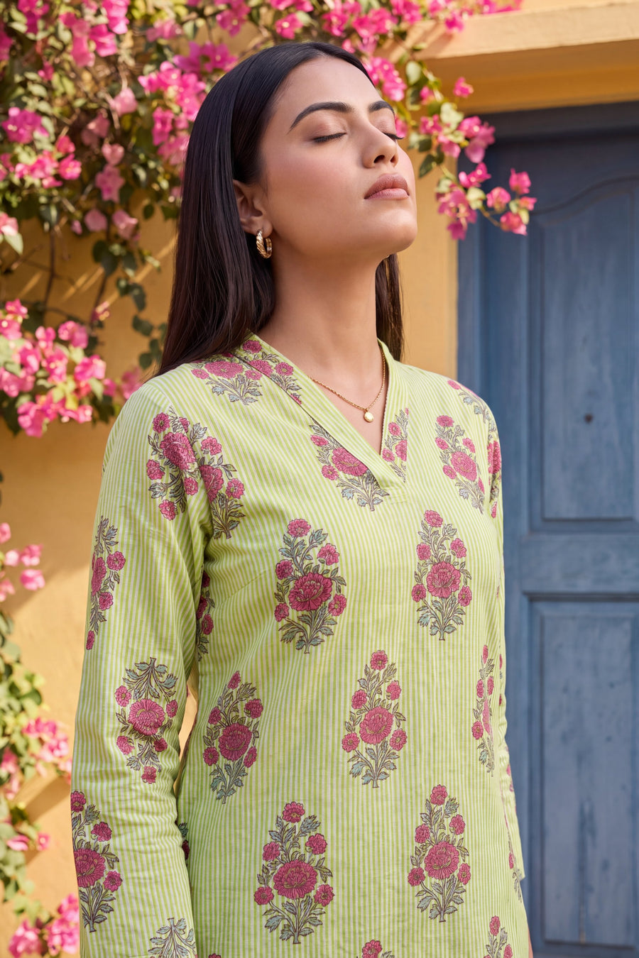 Emerald Ripple Cotton Farshi Salwar Set — image 8