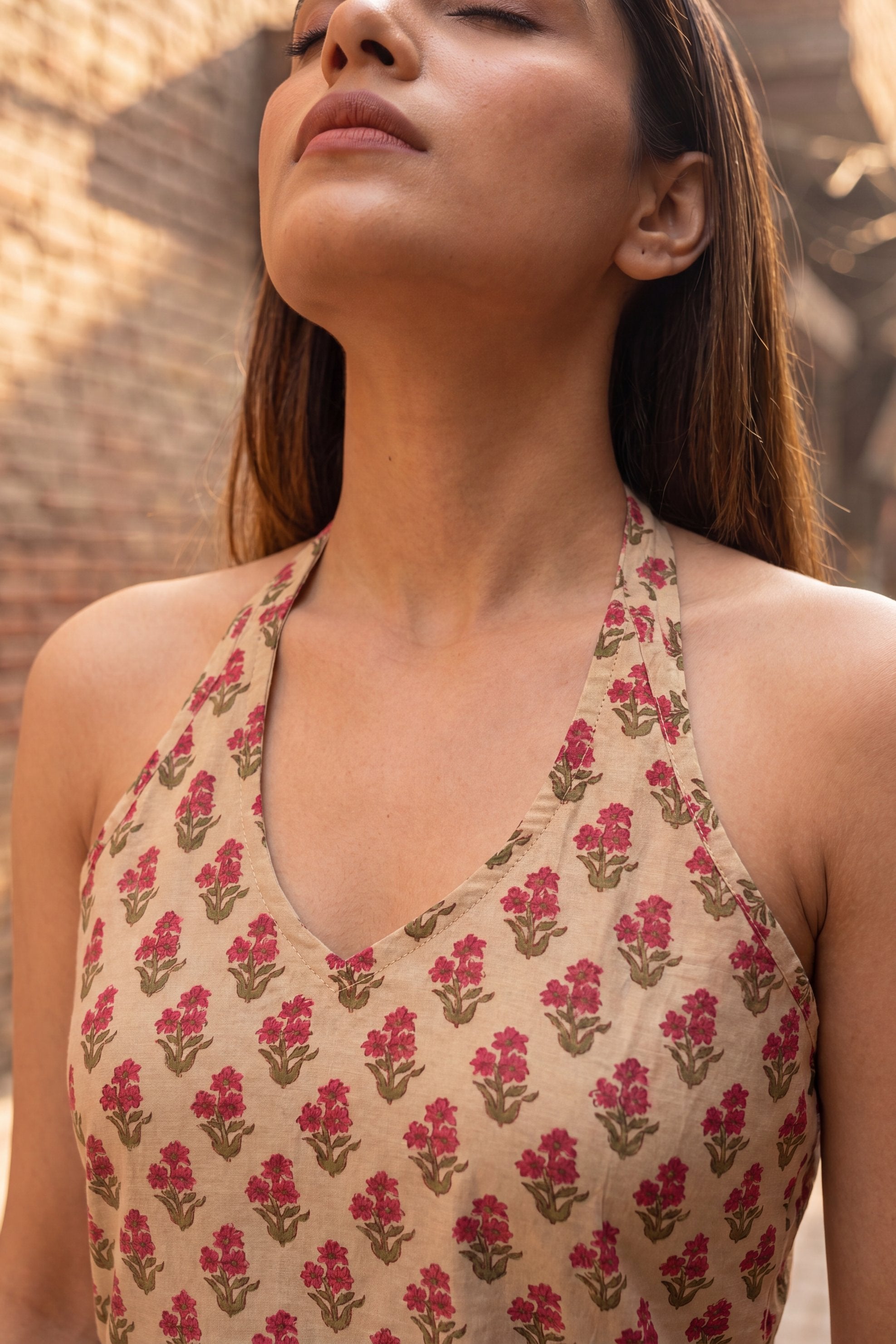 Atelier Sand Beige Halter Cotton Top