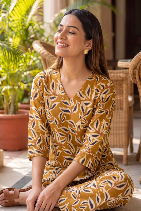 Sunbaked Trellis Yellow Cotton Co-ord Set
