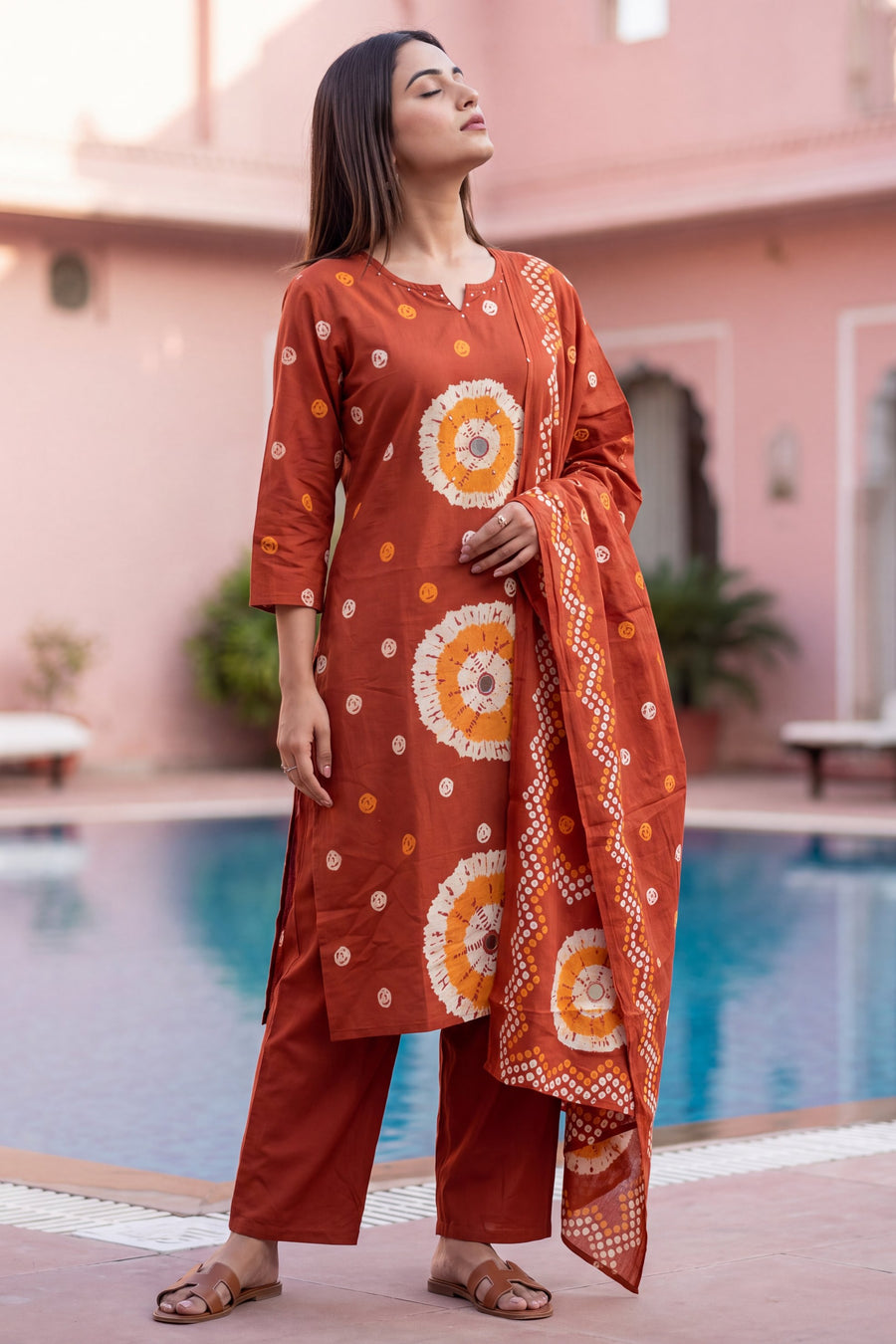 Tangerine Haze Cotton Dupatta Set — image 6