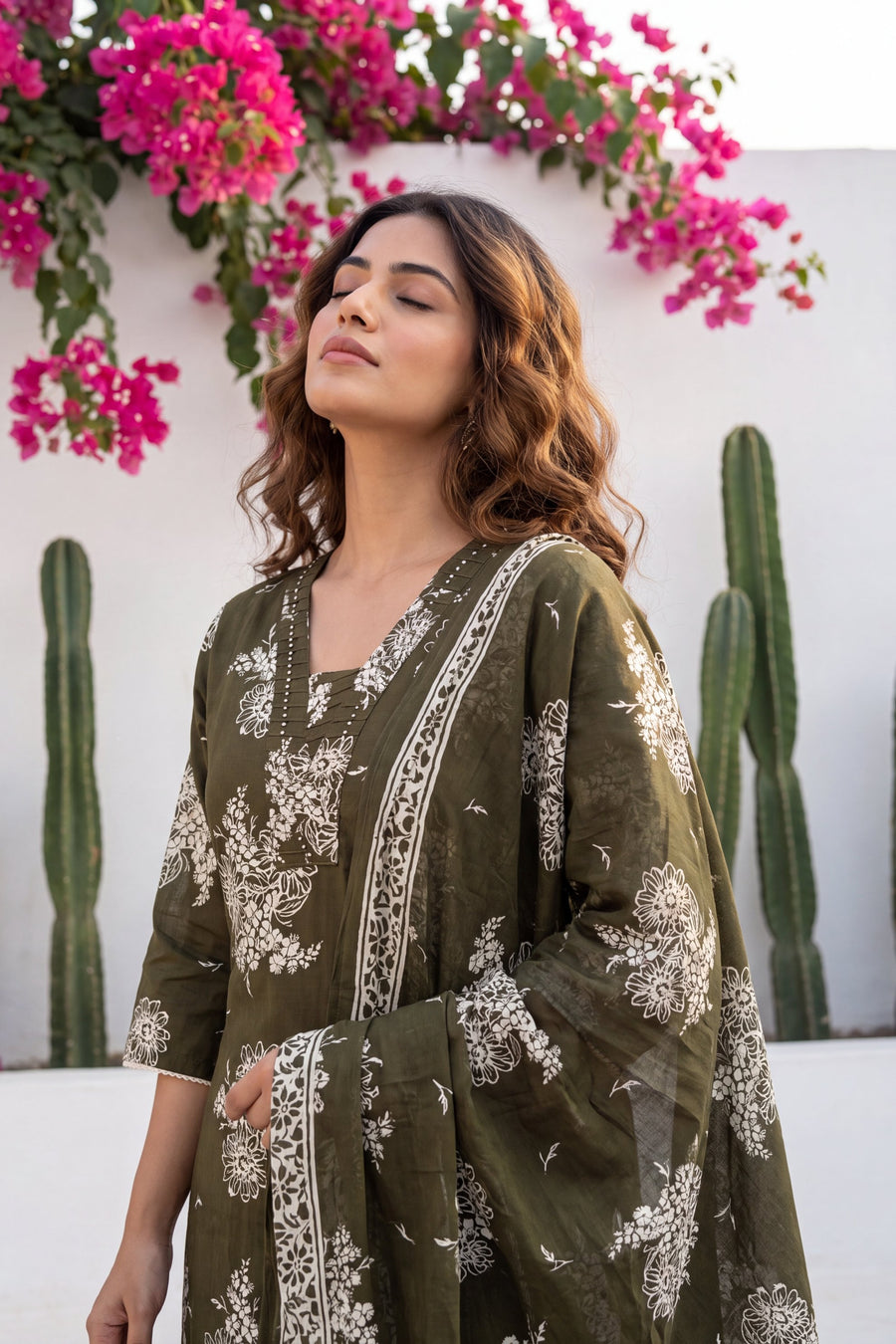 Crescendo Pine Cotton Dupatta Set — image 8
