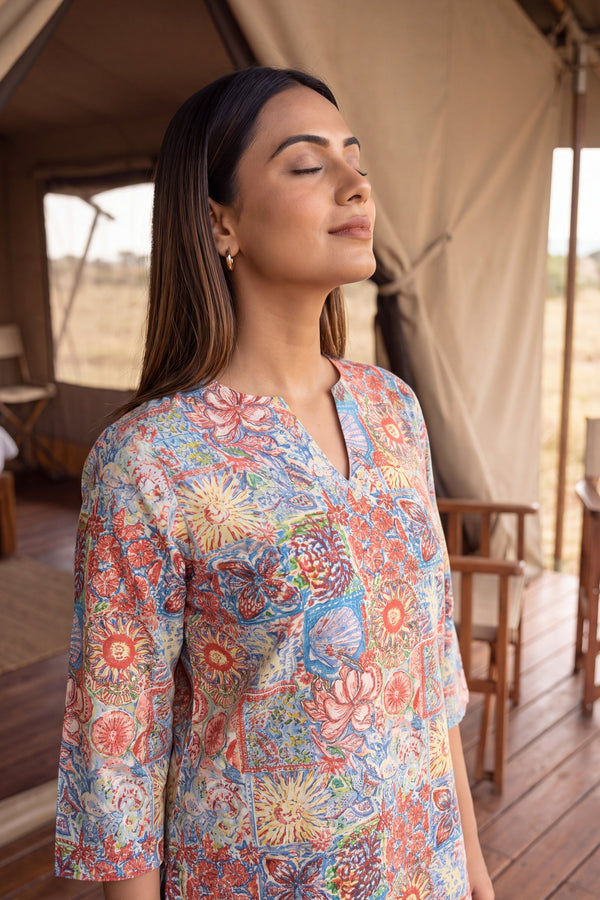 Pastel Mosaic Angrakha Cotton Co-ord Set