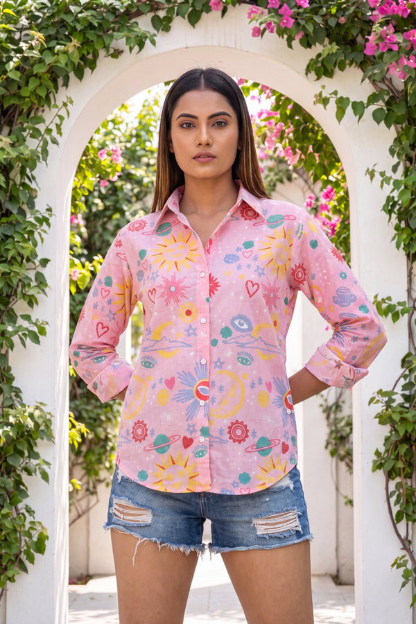 Flamingo Pink Cotton Shirt