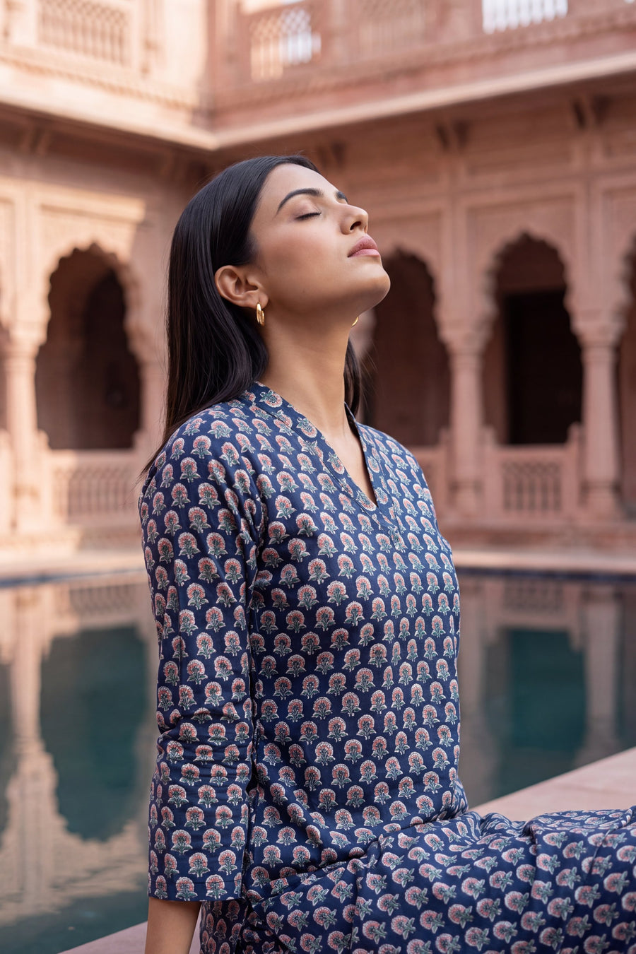Indigo Ripple Cotton Farshi Salwar Set — image 10