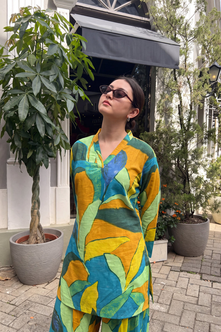 Teal Palm Cotton Farshi Salwar Set — image 4