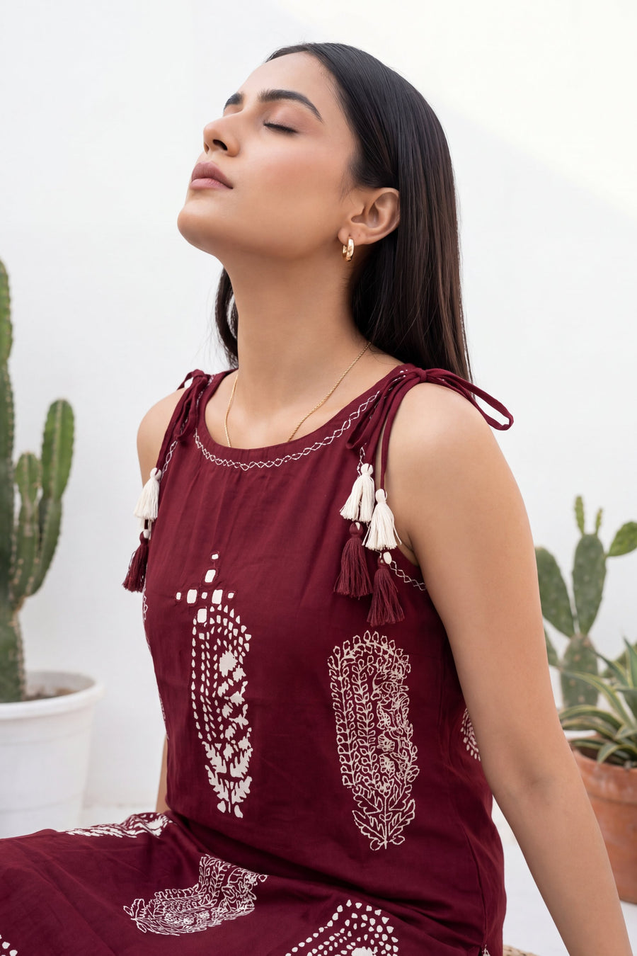 Merlot Ease Sleeveless Cotton Co-ord Set — image 9