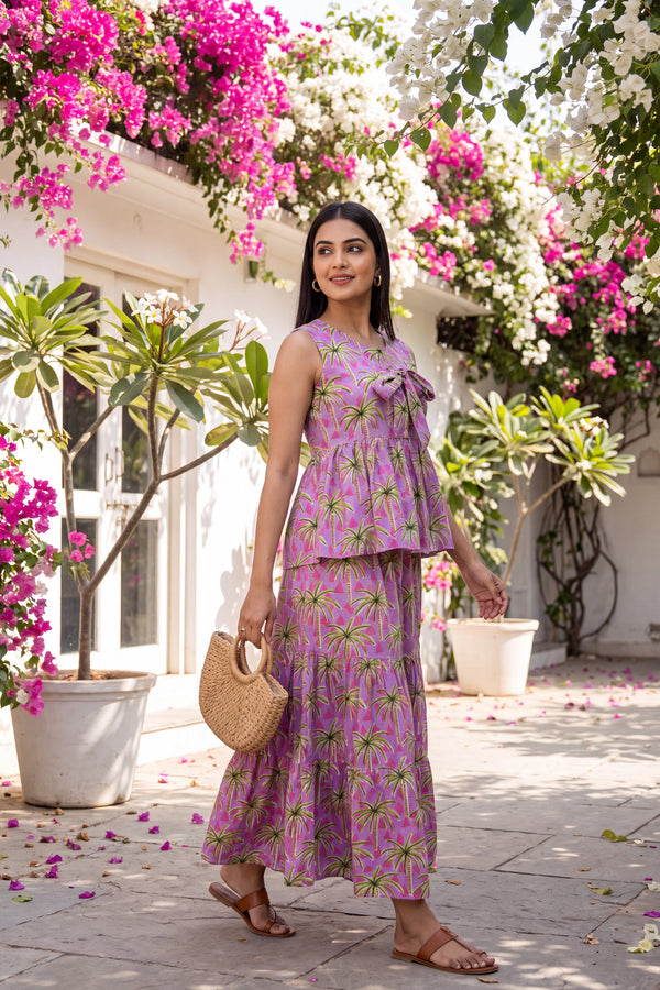 Lilac Waltz Cotton Skirt Set