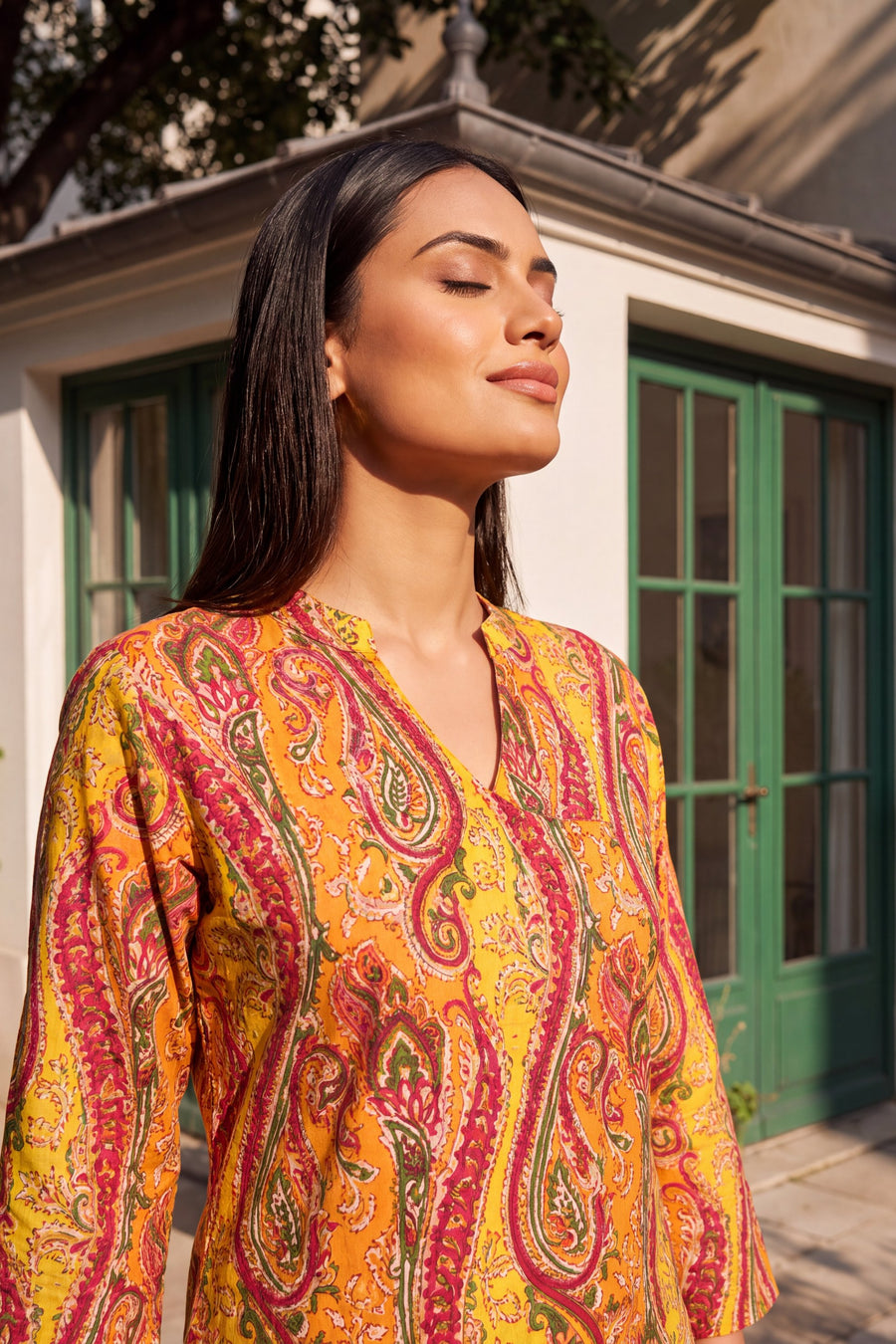 Turmeric Swirl Angrakha Cotton Co-ord Set — image 5