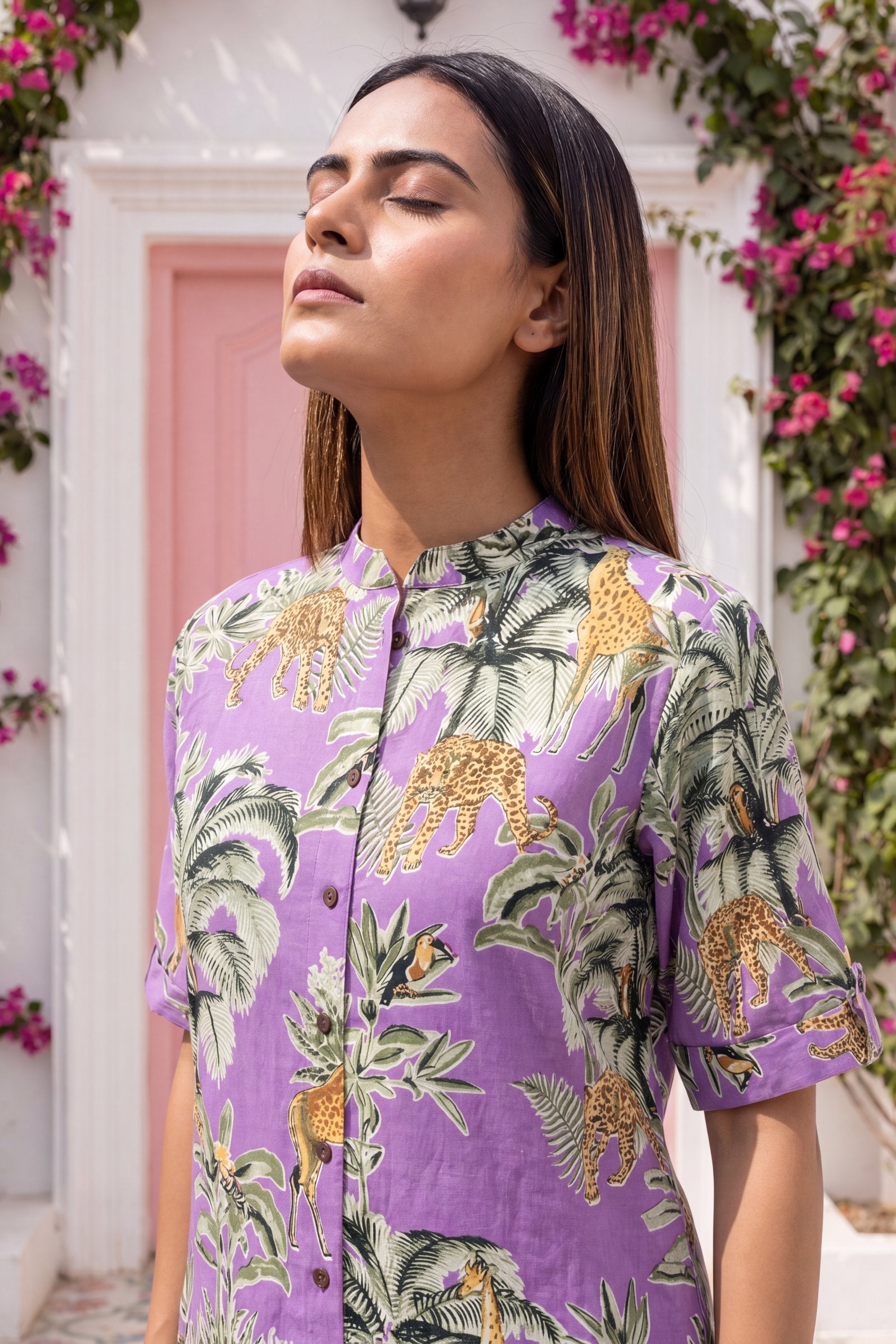 Twilight Mauve Mandarin Cotton Co-ord Set