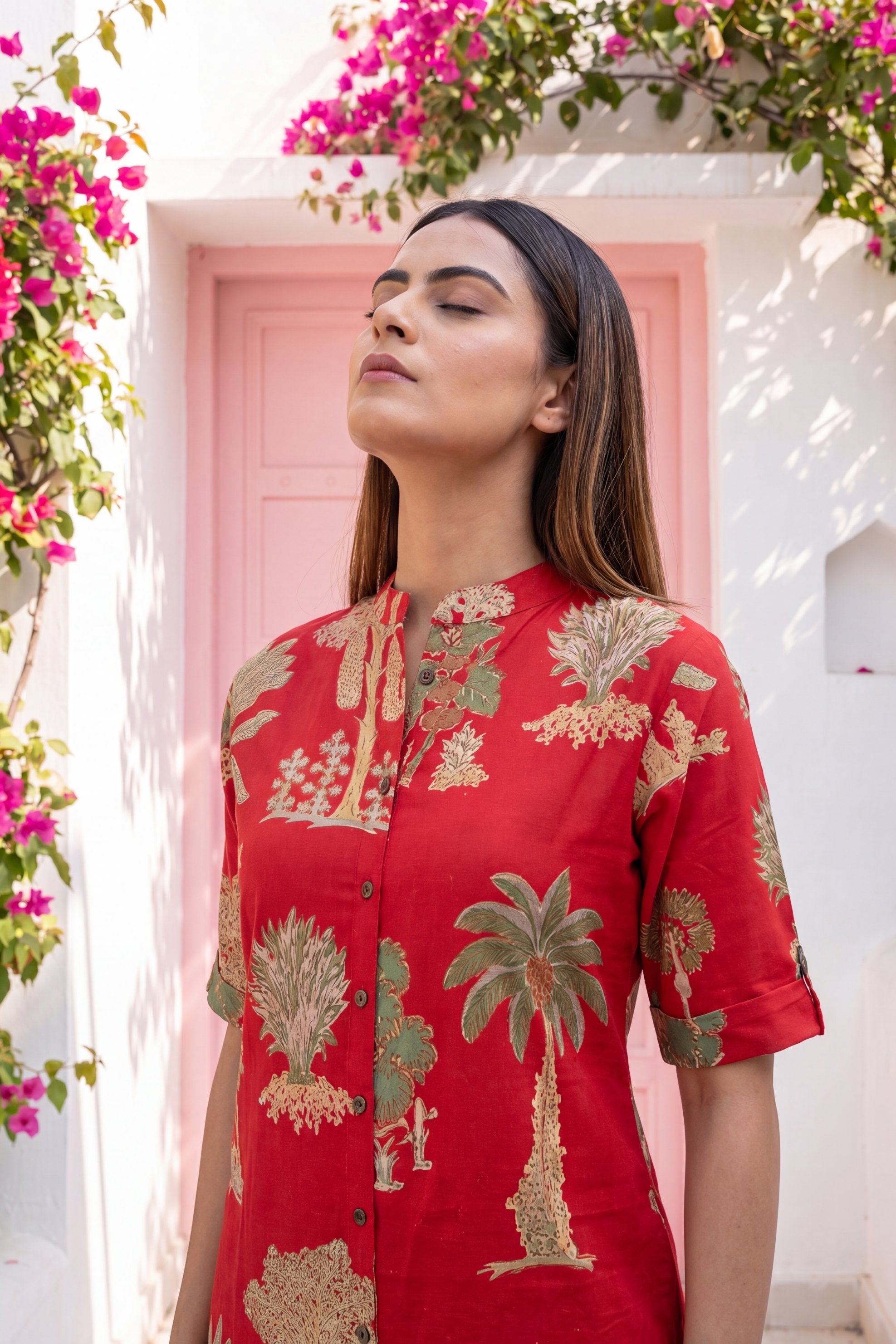 Cabernet Red Mandarin Cotton Co-ord Set