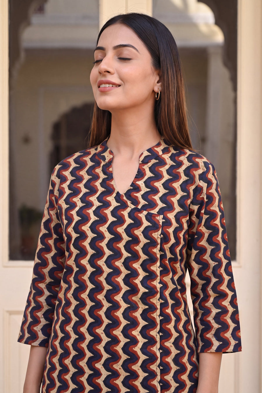 Midnight Chevron Angrakha Cotton Co-ord Set — image 3