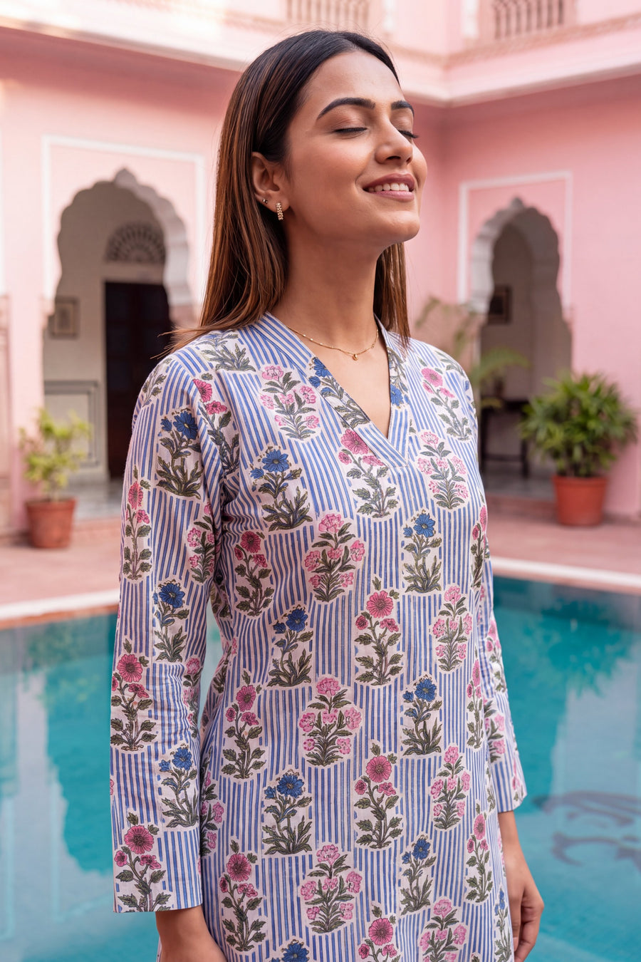 Cerulean Whisper Cotton Farshi Salwar Set — image 9