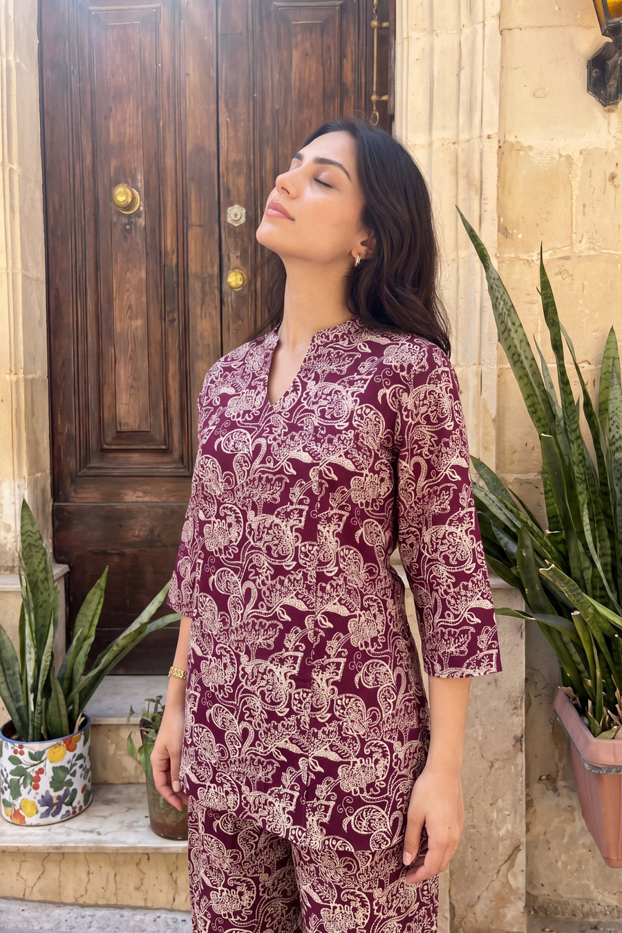 Mulberry Swirl Angrakha Cotton Co-ord Set — image 10